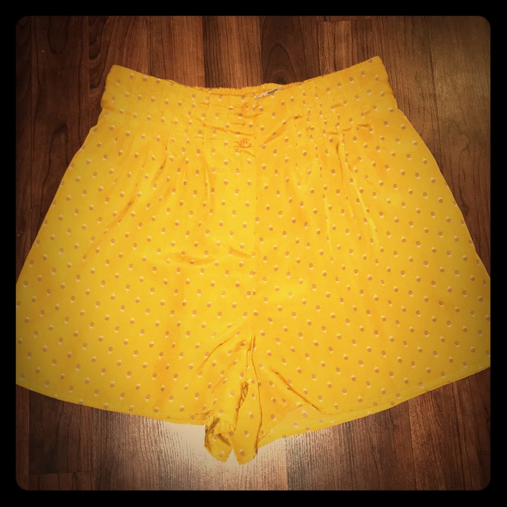 Kimchi Blue high-waisted goldenrod yellow shorts